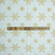 Hand Block Printed Thick Cotton White Fabric with Yellow Stars Curtain & Pillowcase, Indian Textile - Sparkle