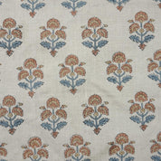 Linen Block Print Fabric 58 Inch Width Medium Weight Linen Natural Base Color Curtains and Drapes Upholstery Handmade Art Pillow Covers Tablecloths and Runners Bedding Tote Bag Lampshades Napkins by Fabritual