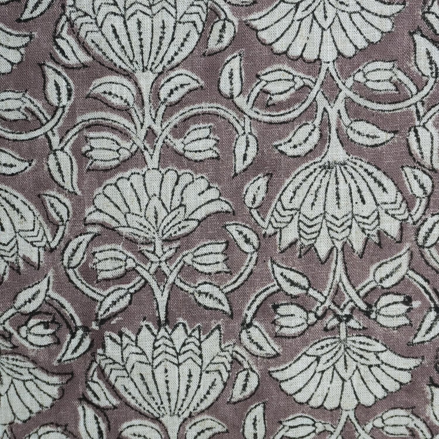 LINEN HAND BLOCK PRINT VISCOSE LINEN FABRIC FLORAL PRINTED PILLOW FOR COUCH AND SOFA - ULTA KAMAL
