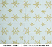 Hand Block Printed Thick Cotton White Fabric with Yellow Stars Curtain & Pillowcase, Indian Textile - Sparkle