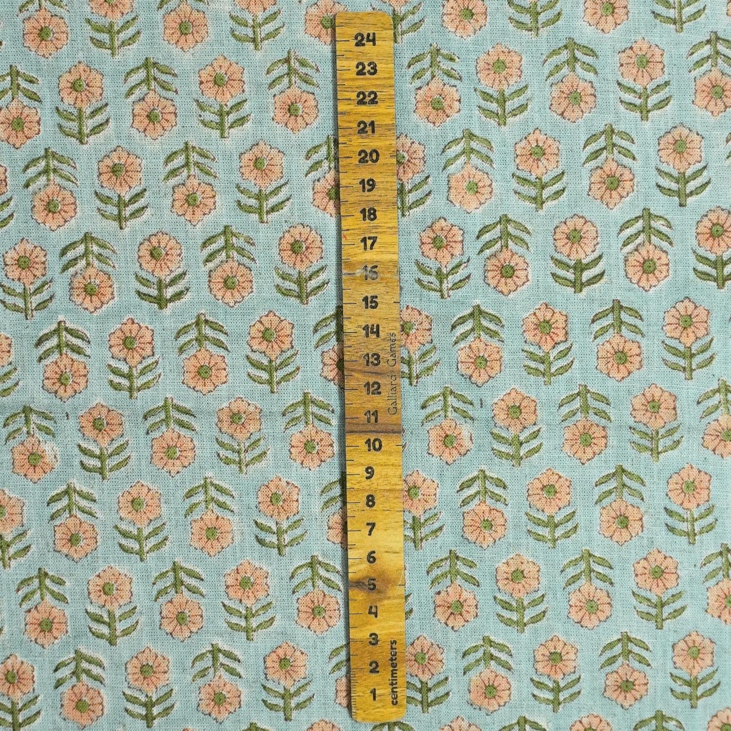 Hand Block Printed Vicouse Linen Floral Cushion and Pillow Indian Decorative Fabric - Tulsi Buti
