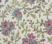 Thick Cotton Block Print Fabric viscose linen 58 Inch Width Light Weight Natural Base Color Curtains and Drapes Floral Pillow Covers Bedding Tote Bag Lampshades Napkins by Fabritual