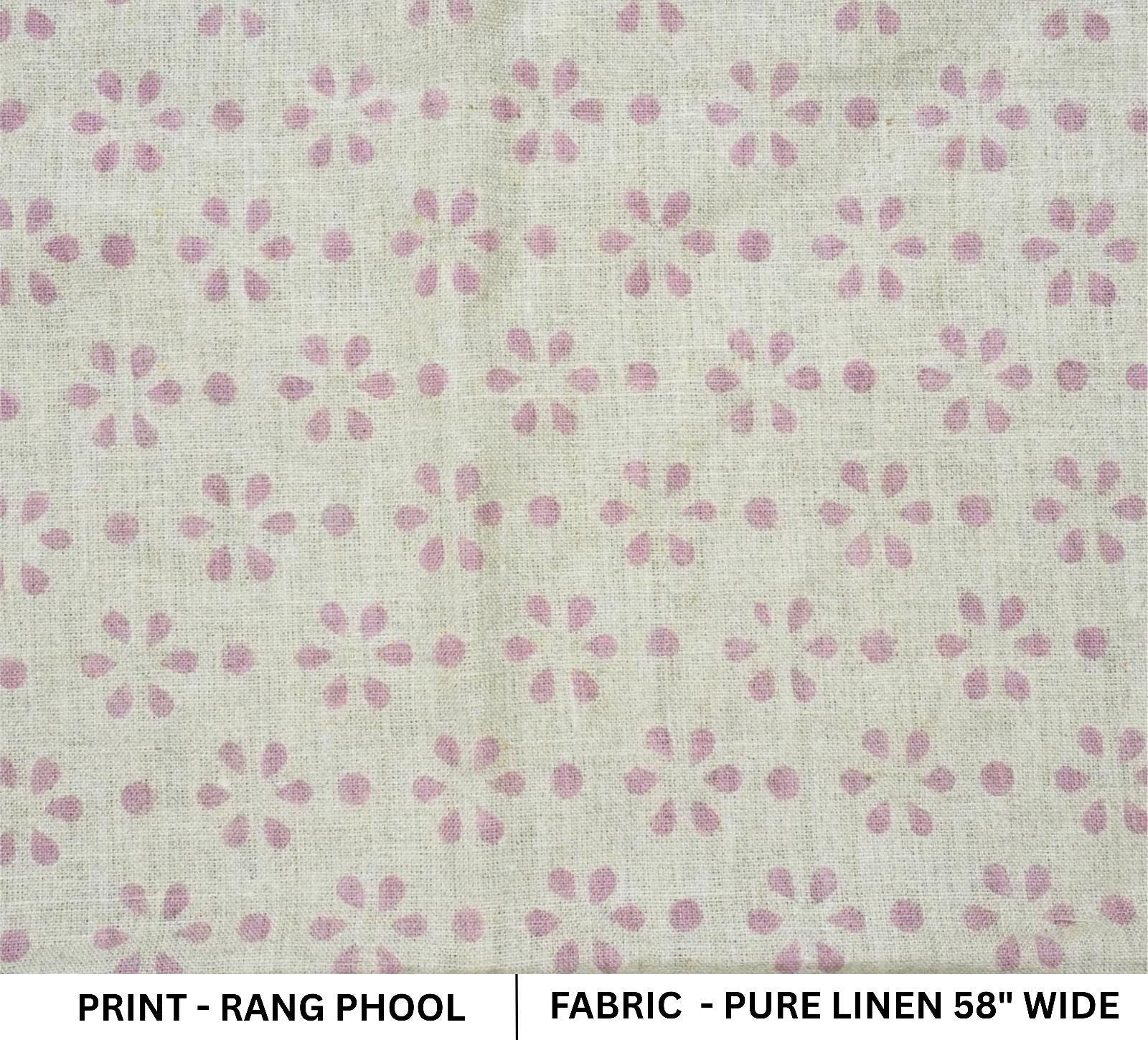 Handcrafted Heavy Linen Fabric in Neutral Tones, Perfect for Curtains and Runners Traditional Block Print on Thick Linen, Great for Upholstery and Home Furnishings Heavy Linen for Bedding, Table Covers, and Drapes with Classic Block Print .