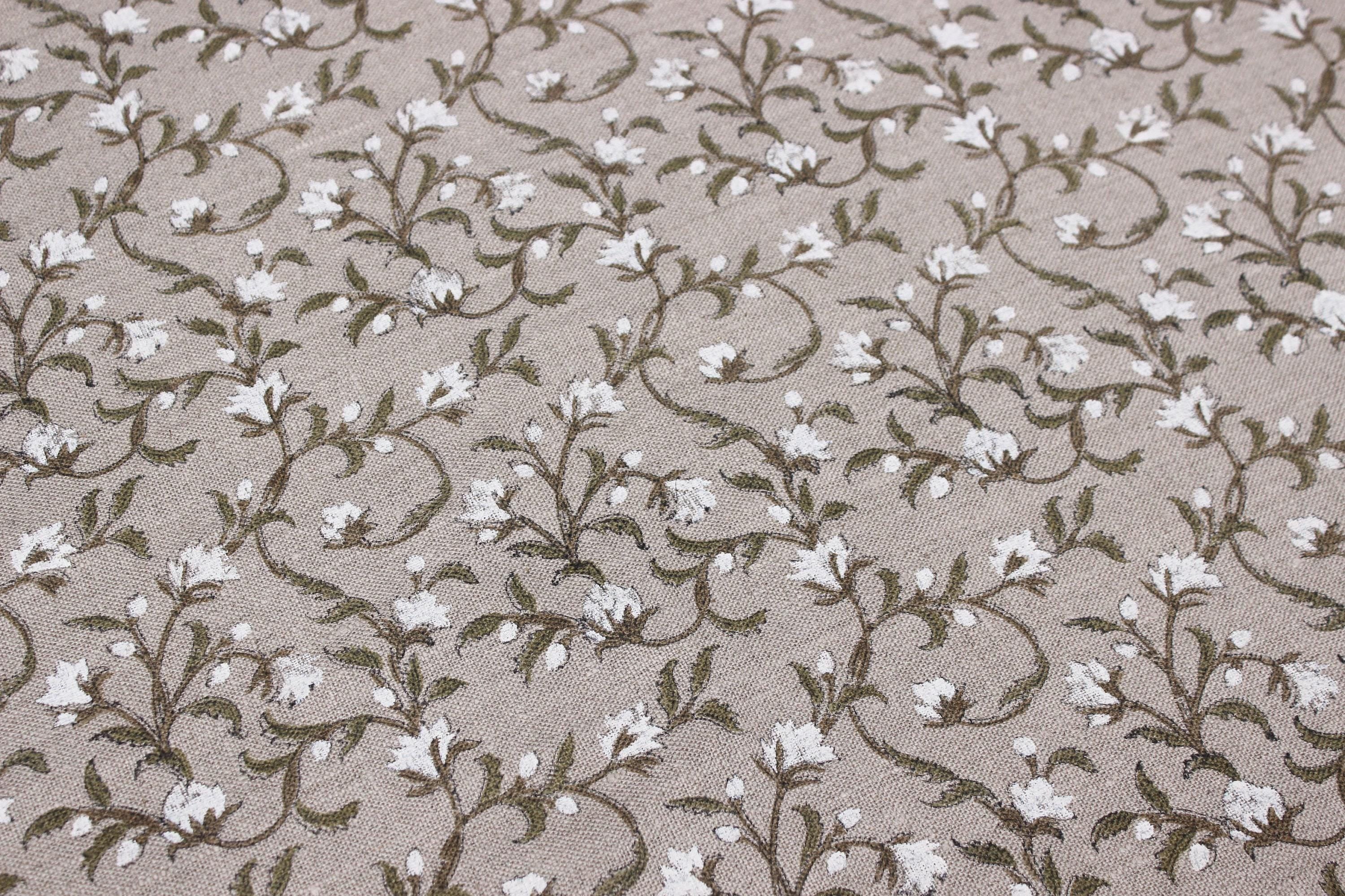 Thick block printed linen fabric, Indian floral pattern for rustic upholstery
Floral Indian thick linen, block print fabric for napkins and cushion covers
Indian block printed thick linen, floral decor for chairs and dining tables.
