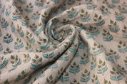 Alia Green  Linen Home Decor, Indian Hand Block Print Linen Fabric, Extra Wide Linen, Linen For Upholstery Works, Linen Curtains.