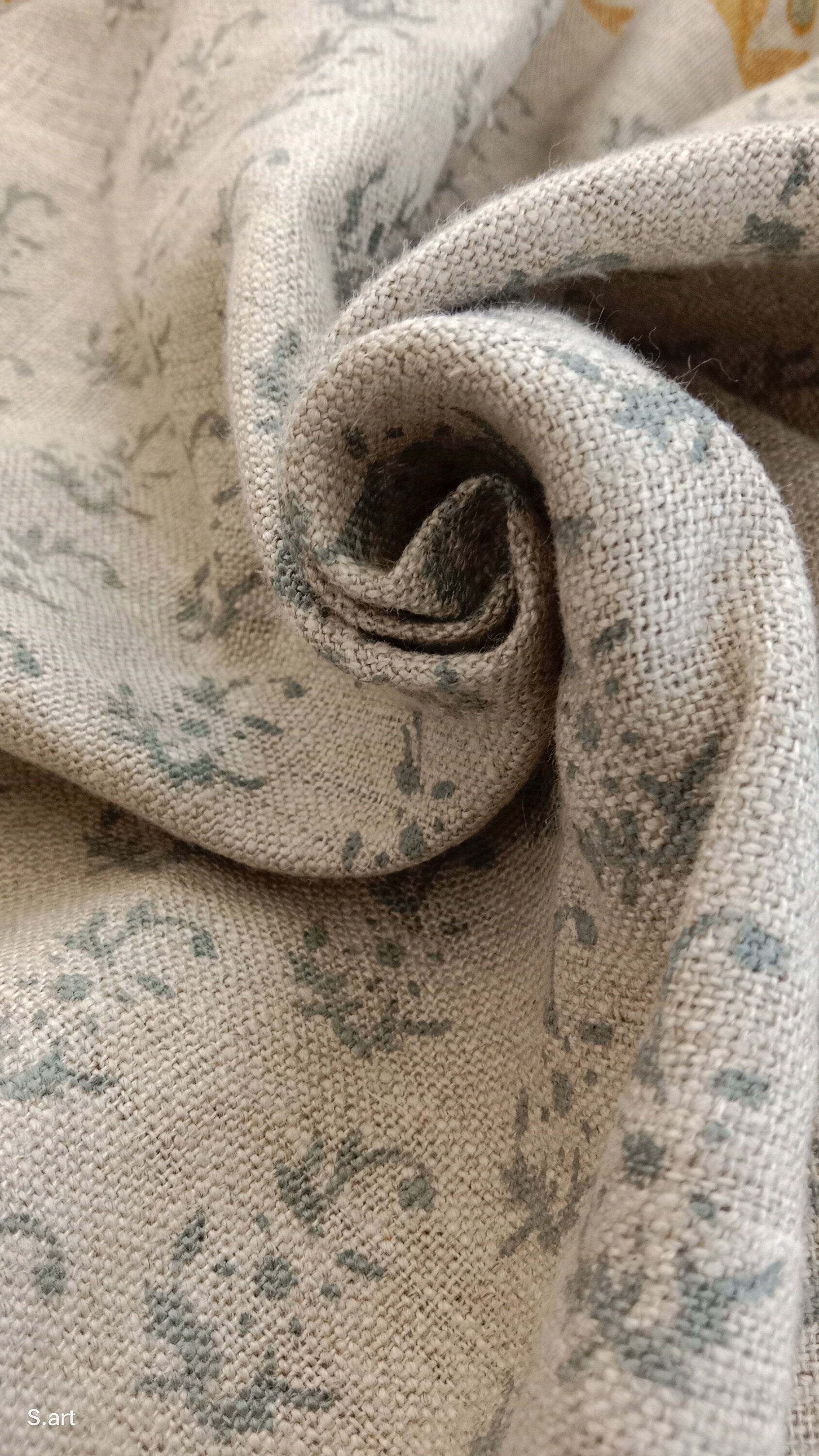 Block Print Linen Fabric, Patjhad Grey 100% Natural Home Decor Linen Extra Wide 58Inch,Linen Block Print Fabriclinen Fabric,Cushion Cover Fabricupholstery Fabric