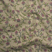 Block Print Linen Fabric, Pushpvarsha  Floral Linen Fabric, Indian Block Print  Hand Blocked Upholstery Fabric, Running Fabric Home Decors Pillow Cases