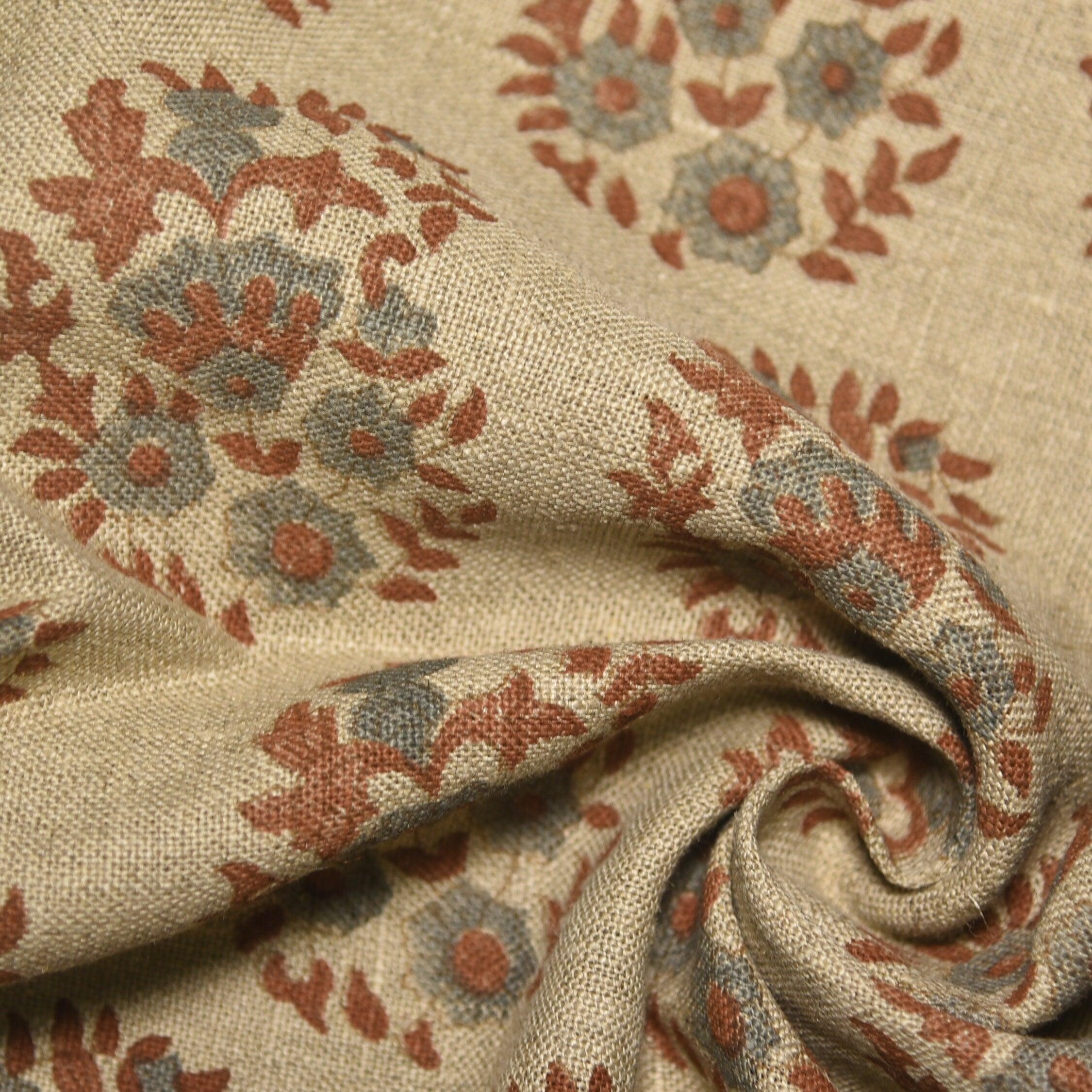Anarkali Homedecor Linen Fabric, Block Print Fabric, India Fabric, Luxury Fabric The Yard, Linen Tablecloth Fabric  100% Natural Linen