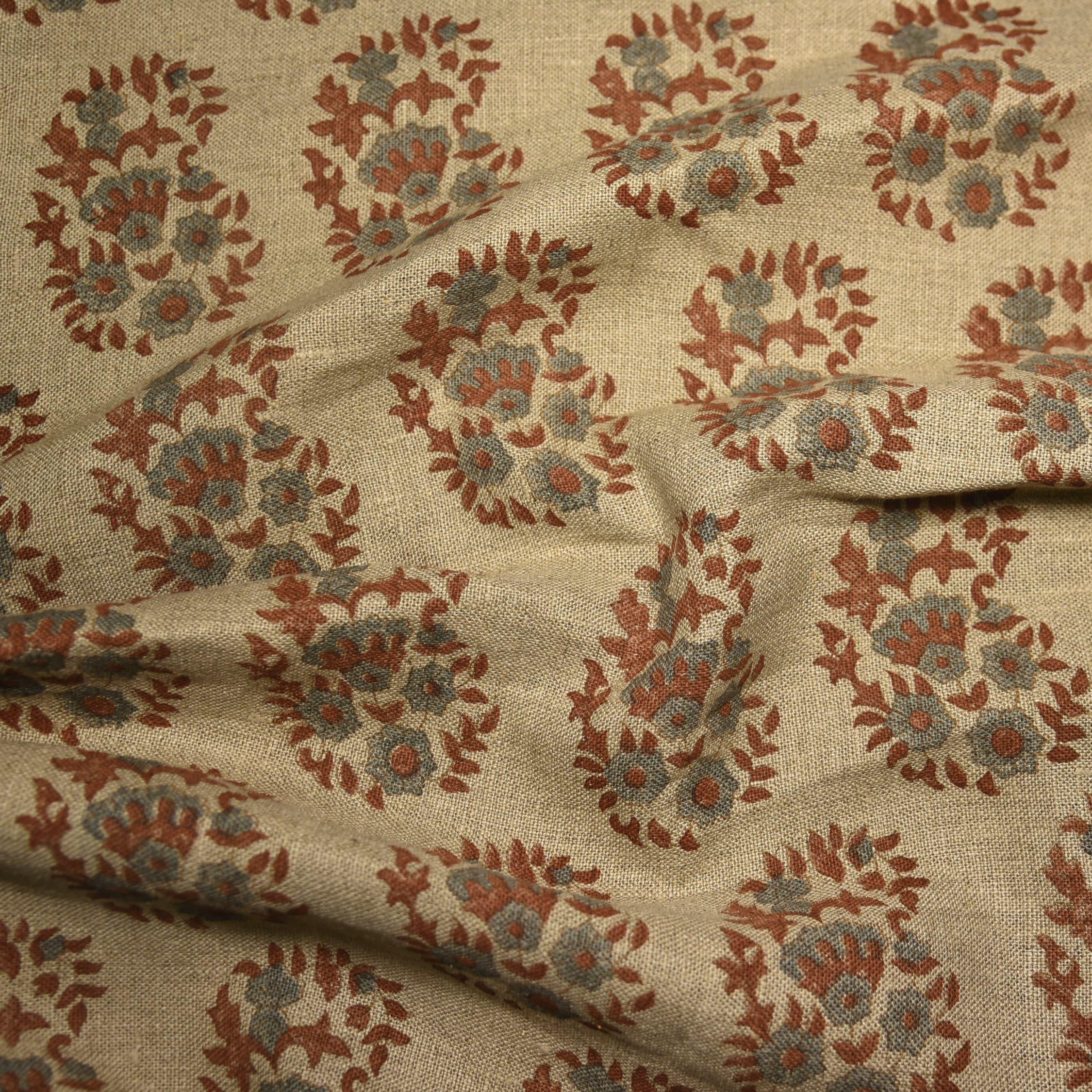 Anarkali Homedecor Linen Fabric, Block Print Fabric, India Fabric, Luxury Fabric The Yard, Linen Tablecloth Fabric  100% Natural Linen