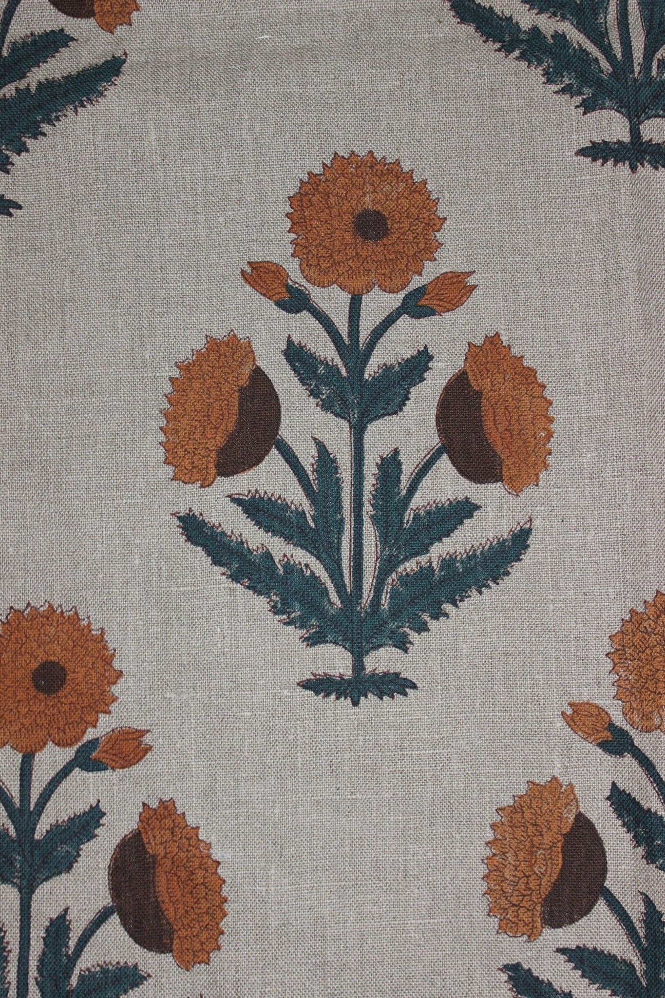 Badshah  Decor Linen,Summer Floral Pattern Hand Block Print Running Fabric Natural Fiber Fabric  Sold By The Yard, Upholstery, Curtain
