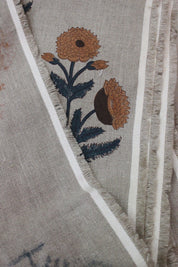 Badshah  Decor Linen,Summer Floral Pattern Hand Block Print Running Fabric Natural Fiber Fabric  Sold By The Yard, Upholstery, Curtain