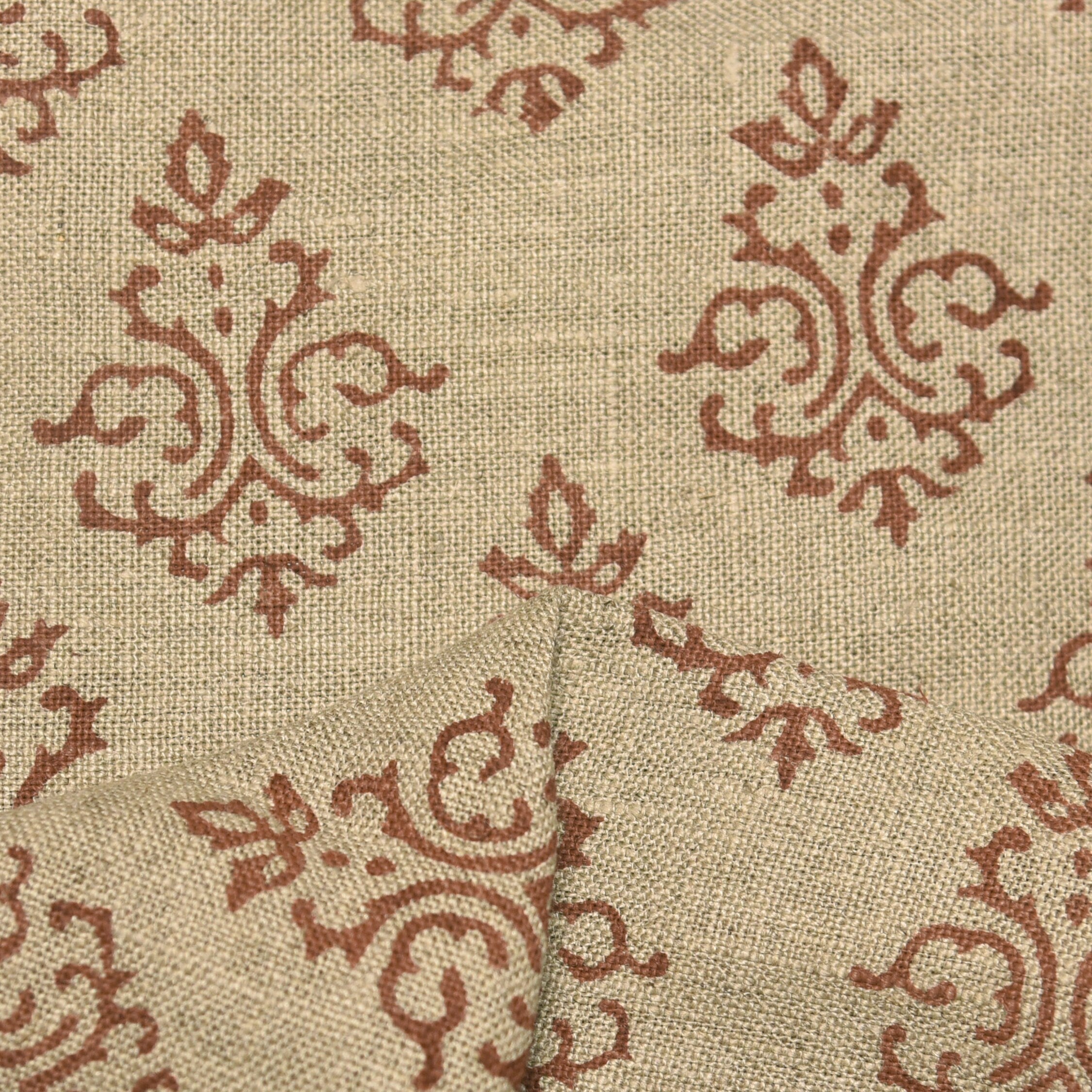 Ekakshar Butta  Indian Hand Blocked Linen Fabric, Organic And Sustainable Fabrics  Home Decors Upholstery & Interior Pillow Covers