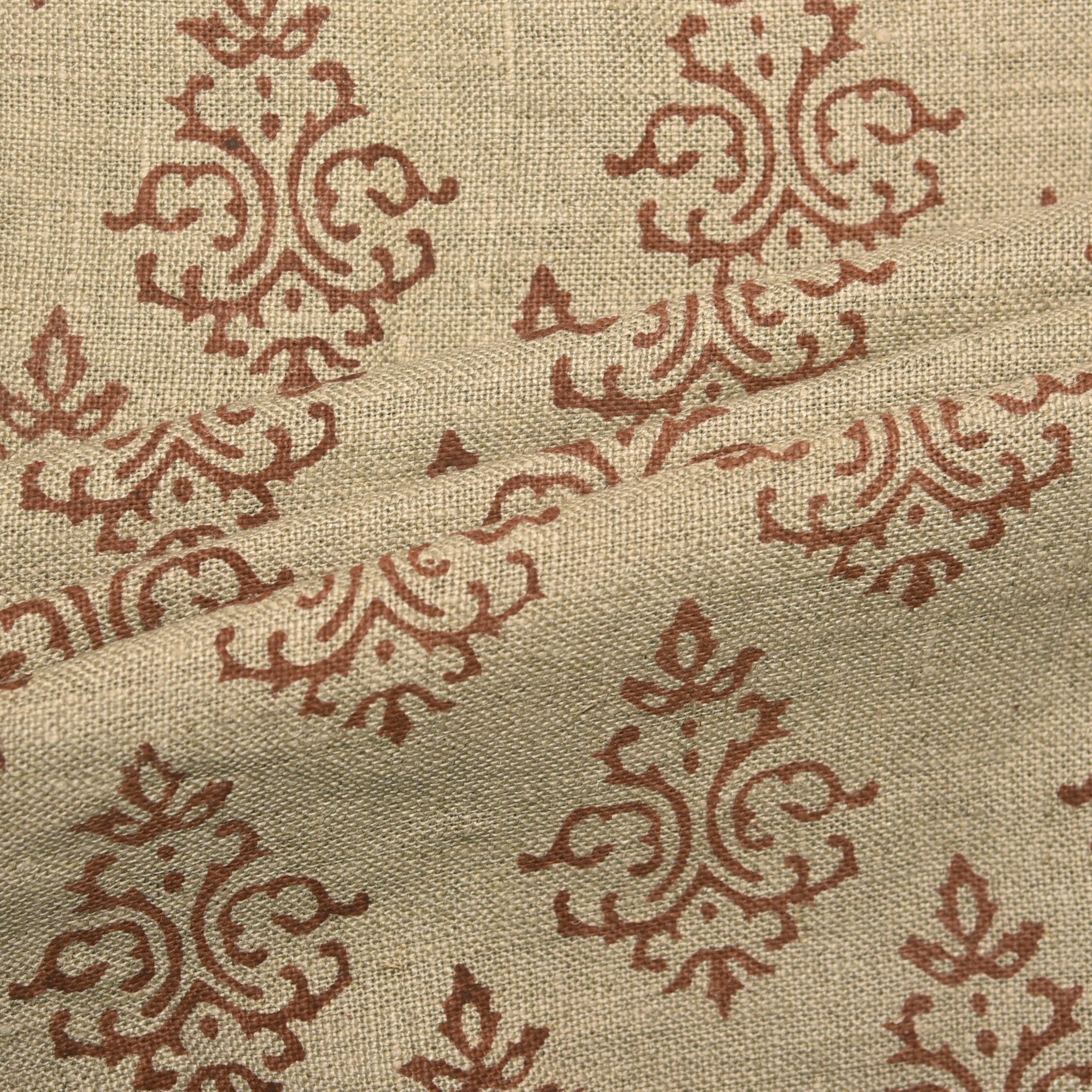 Ekakshar Butta  Indian Hand Blocked Linen Fabric, Organic And Sustainable Fabrics  Home Decors Upholstery & Interior Pillow Covers