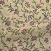 Block Print Linen Fabric, Pushpvarsha  Floral Linen Fabric, Indian Block Print  Hand Blocked Upholstery Fabric, Running Fabric Home Decors Pillow Cases