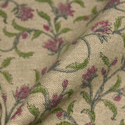 Block Print Linen Fabric, Pushpvarsha  Floral Linen Fabric, Indian Block Print  Hand Blocked Upholstery Fabric, Running Fabric Home Decors Pillow Cases