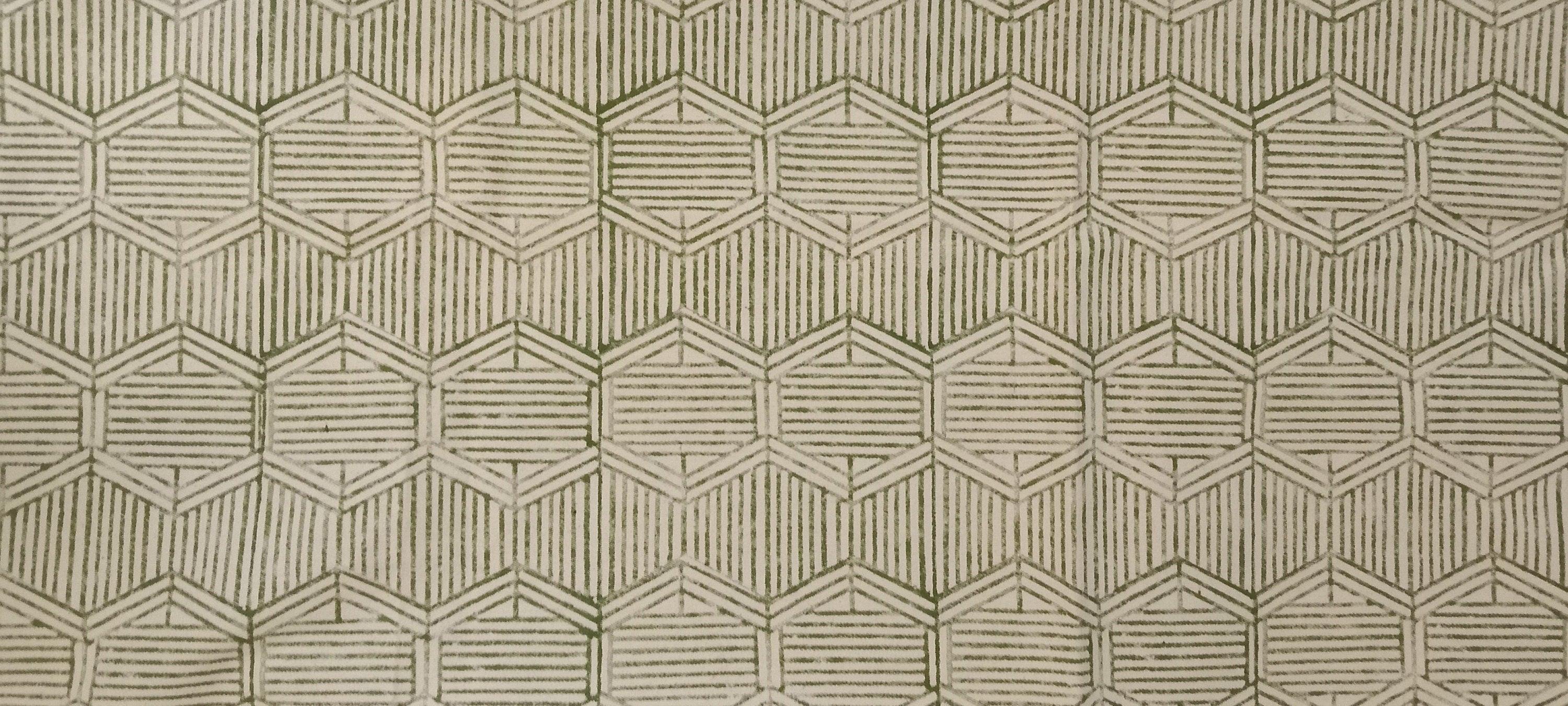 Bambusa Linen Block Print  Green & Beige Hand Block Fabric  Indian Linen Fabric  Block Print By The Yard  Upholsterypillow Covers
