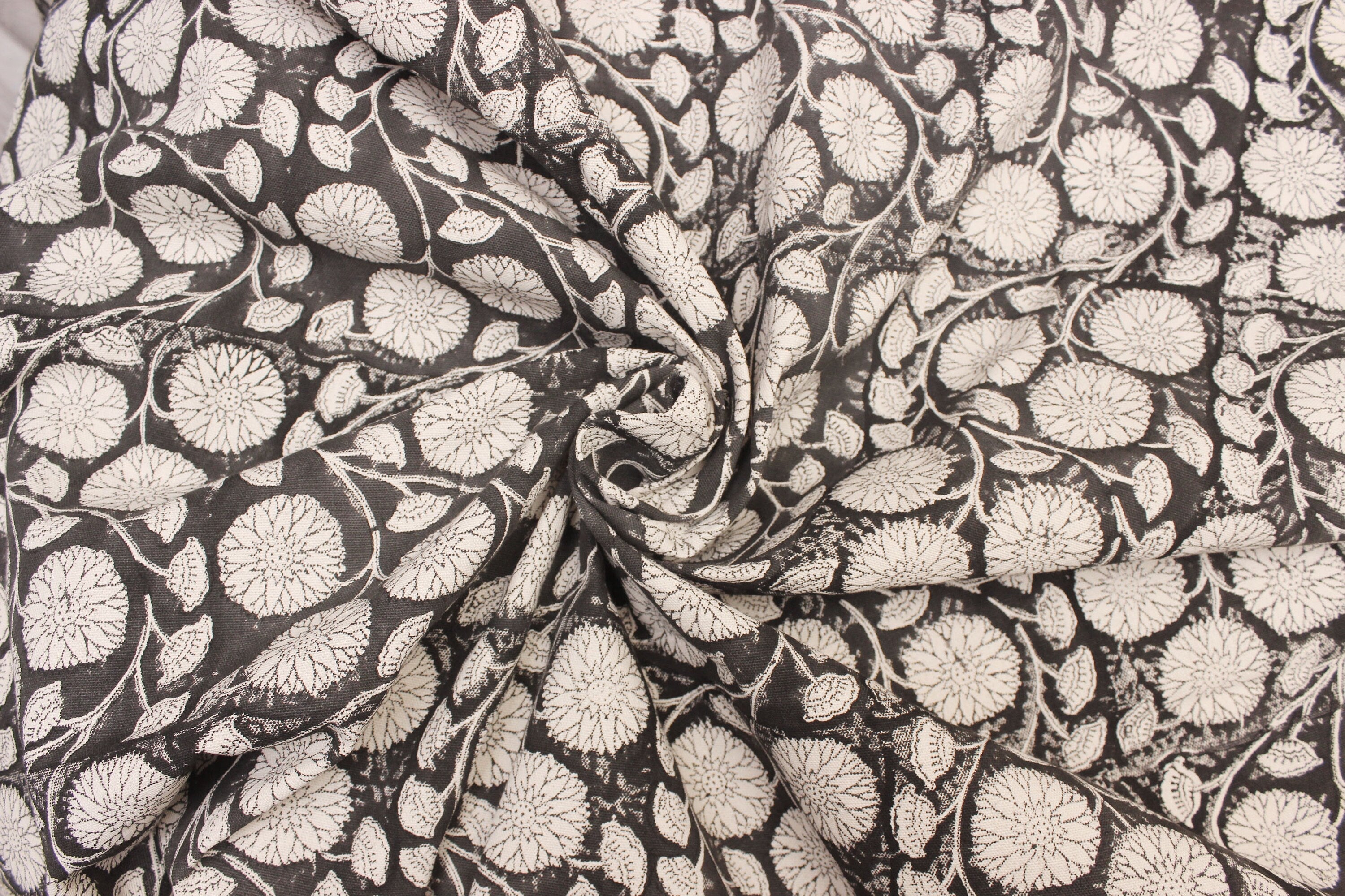Block Print Linen Fabric, Sudarshan  Block Print Fabric  Thick Linen, Heavy Weight Printed Fabric By The Yard, For  Upholstery, Home Decor Cushions