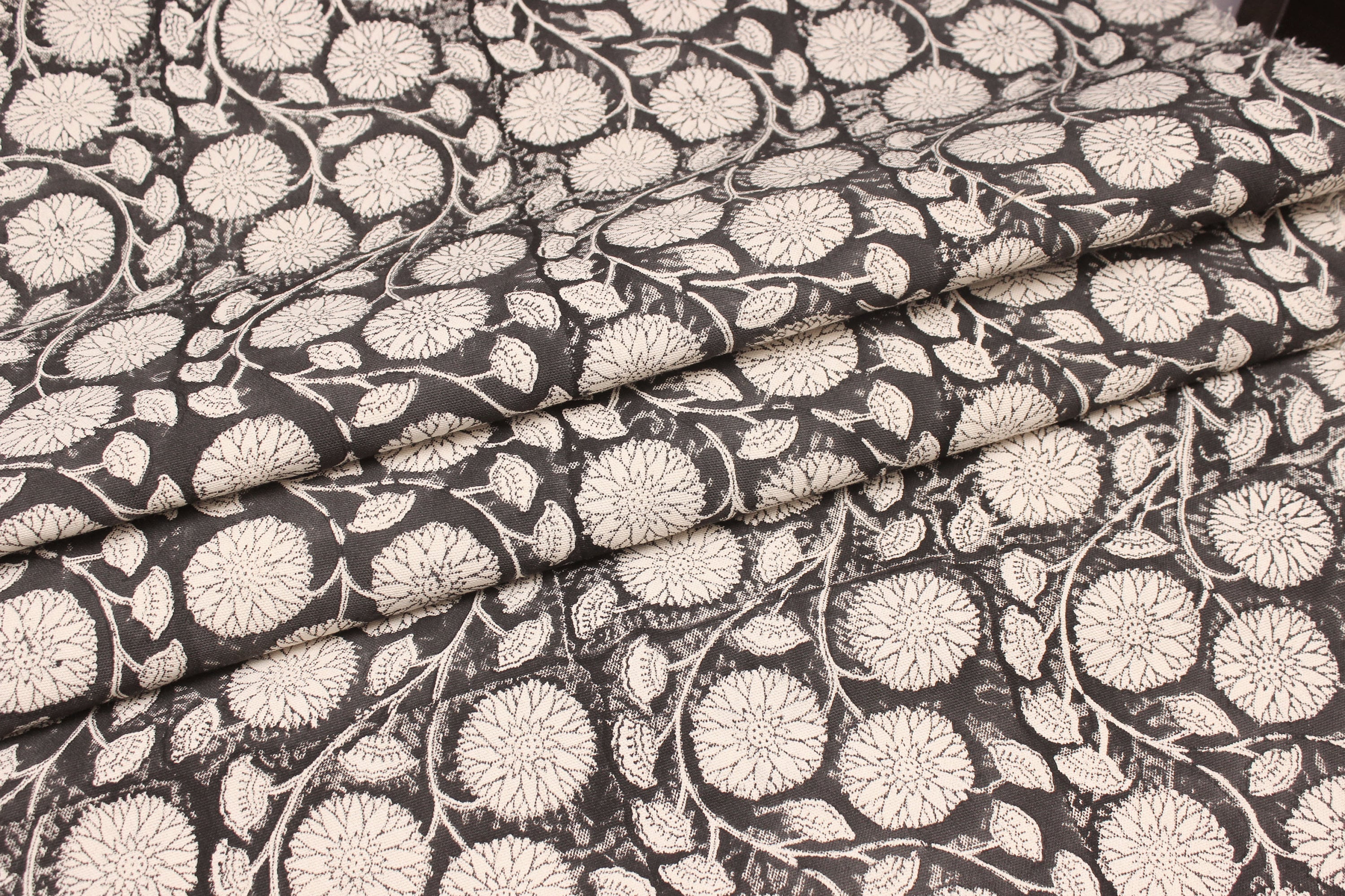 Block Print Linen Fabric, Sudarshan  Block Print Fabric  Thick Linen, Heavy Weight Printed Fabric By The Yard, For  Upholstery, Home Decor Cushions