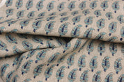 Block Print Linen Fabric, Li'L Paisley  Home Decor Linen, Thick Linen  Cotton Mughal Block Print Fabric, Pillow Cushion, Table Cover, Upholstery  Organic & Natural
