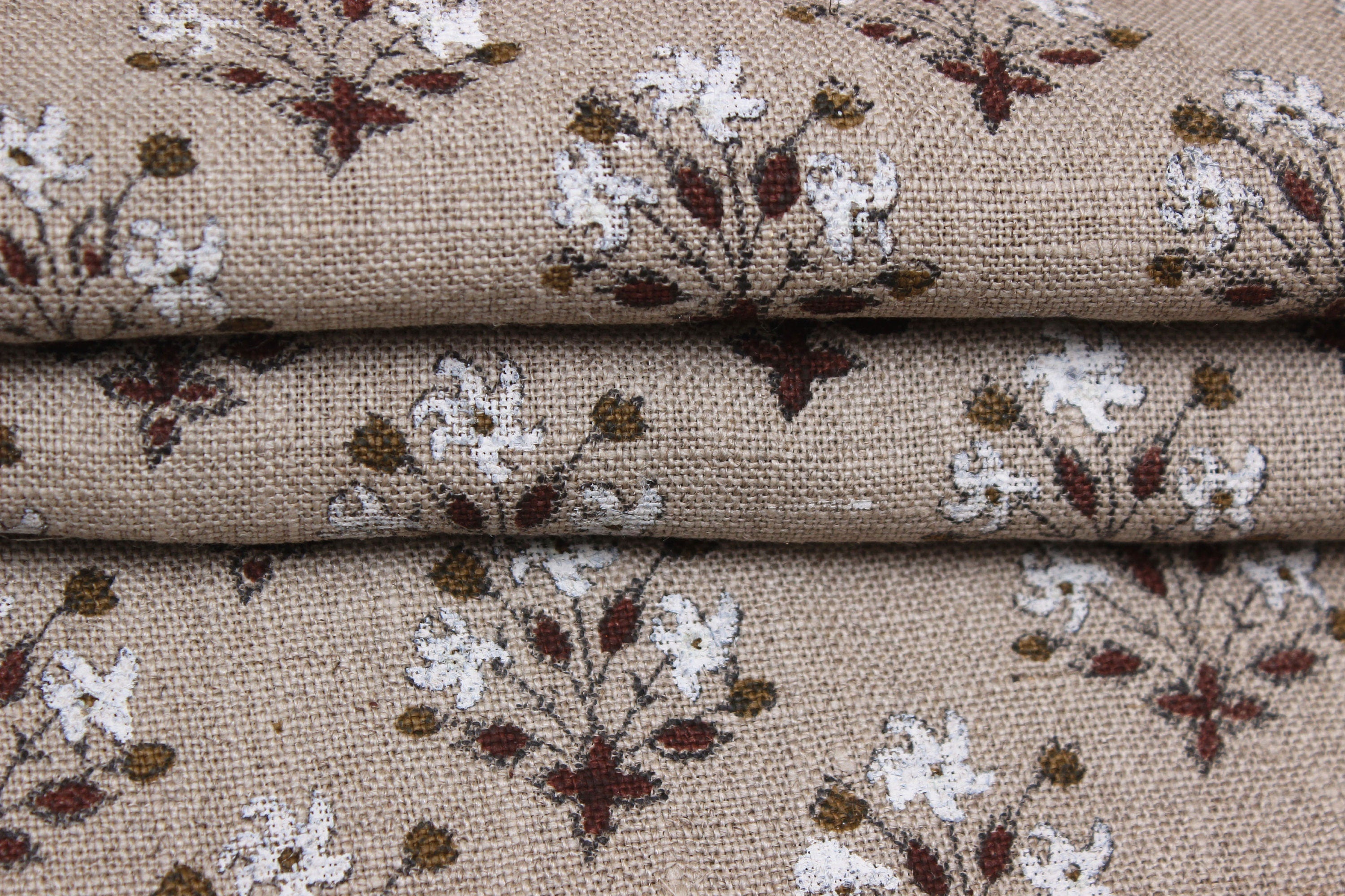 Diwali Flower  Thick Linen Fabric Most Popular Block Print Fabric For Homedecors Best For Upholstery, Cushion Coverpillow, Table Runner