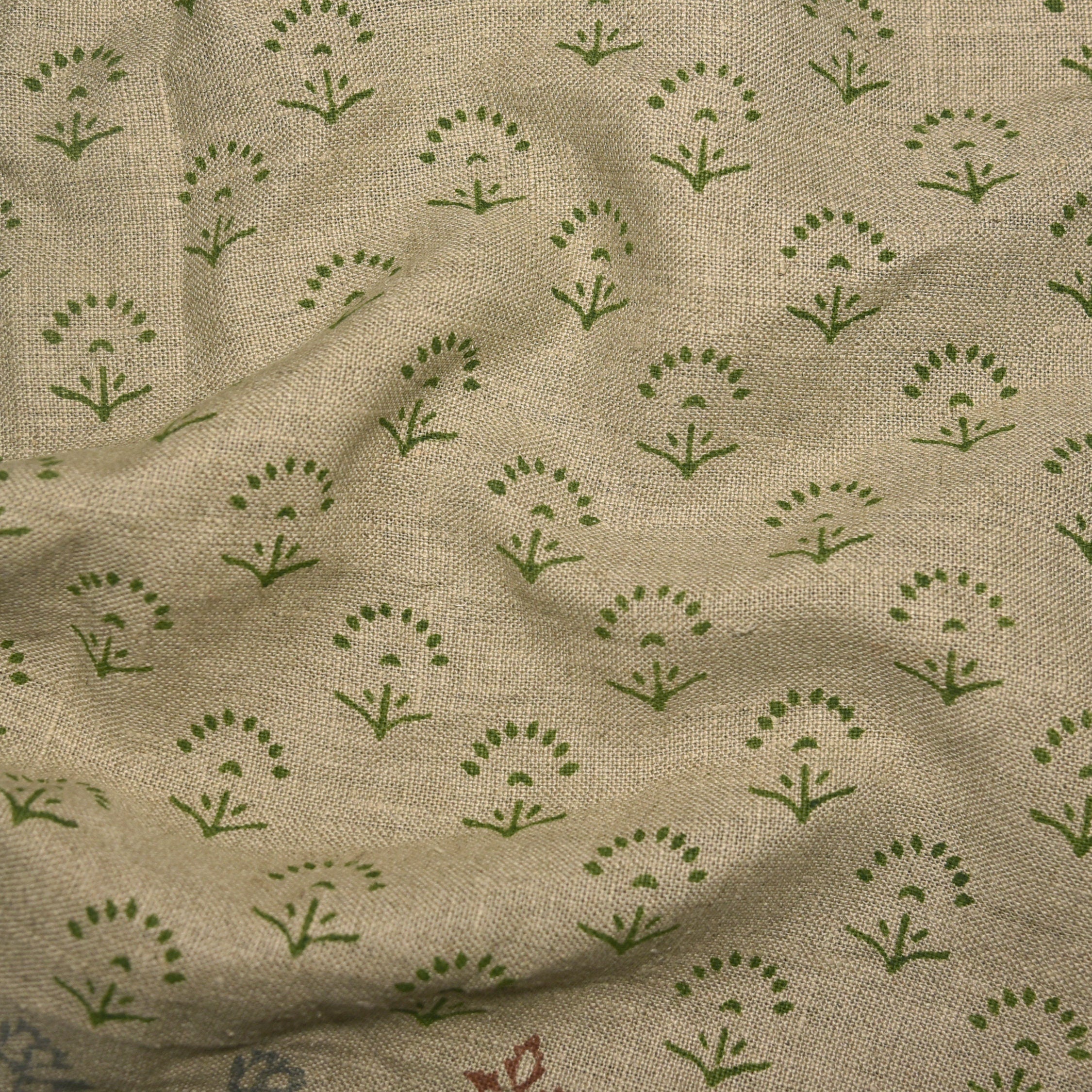 Block Print Linen Fabric, Sparkle   Perfect Home Decor Linen Fabric With Extra Thickness And Width, Undyed Linen Base With Traditional Indian Hand Block Print