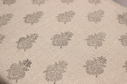 Cockroach Black Linen Block Print  Handloom Gray  Floral Imprint Block Print Pattern, Thick Linen Fabric, Heavy Weight Upholstery Fabric,