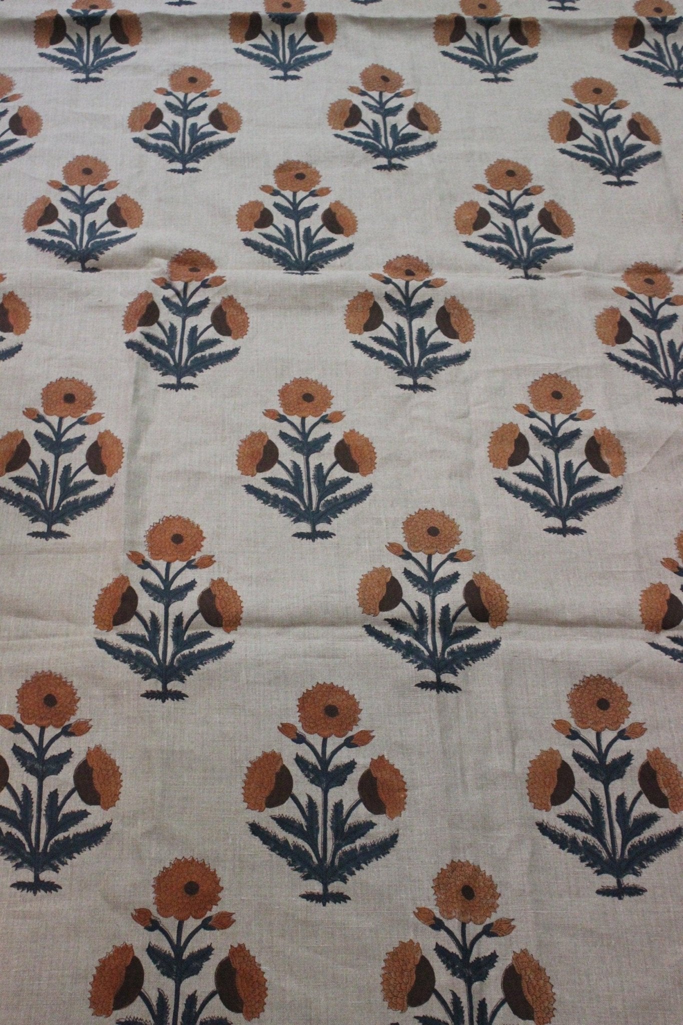 Badshah  Decor Linen,Summer Floral Pattern Hand Block Print Running Fabric Natural Fiber Fabric  Sold By The Yard, Upholstery, Curtain