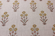 Amitabh Flower  Block Print Linen Fabric  Printed Linen Fabric By Fabritual  Floral Linen Fabric Block Print Fabric Upholstery Fabric