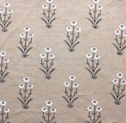 Amitabh White  Heavy Grey Linen Fabric, Block Print Fabric,Handblock Linen Printed Fabric By The Yard  Usespillow Cover Home Decor