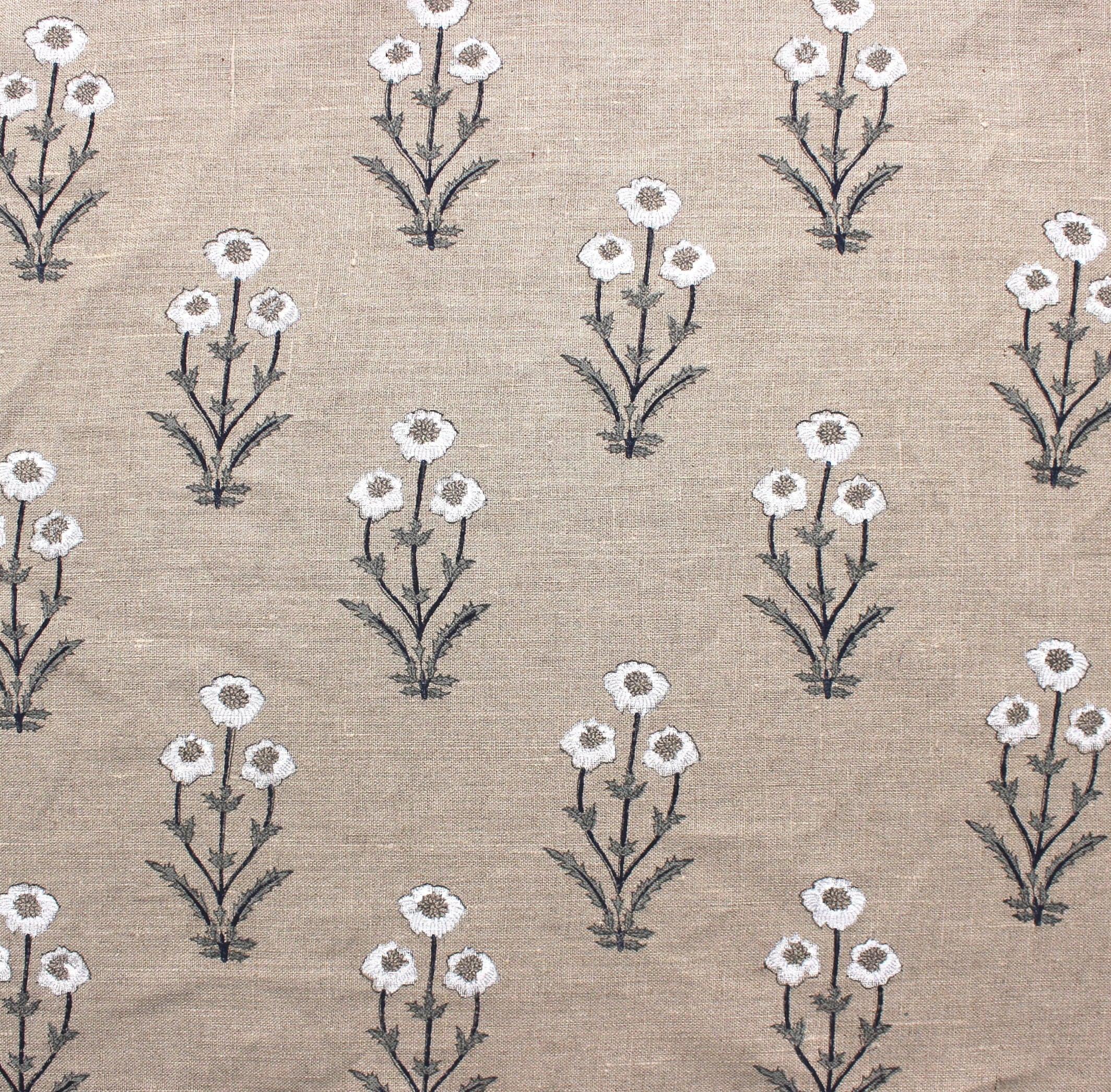 Amitabh White  Heavy Grey Linen Fabric, Block Print Fabric,Handblock Linen Printed Fabric By The Yard  Usespillow Cover Home Decor