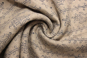 Block Print Linen Fabric, Kyari Grey Hand Made Block Print Fabric, Handblock Linen Printed Fabric By The Yard  Uses  Curtains And Pillow Covers, Upholstery
