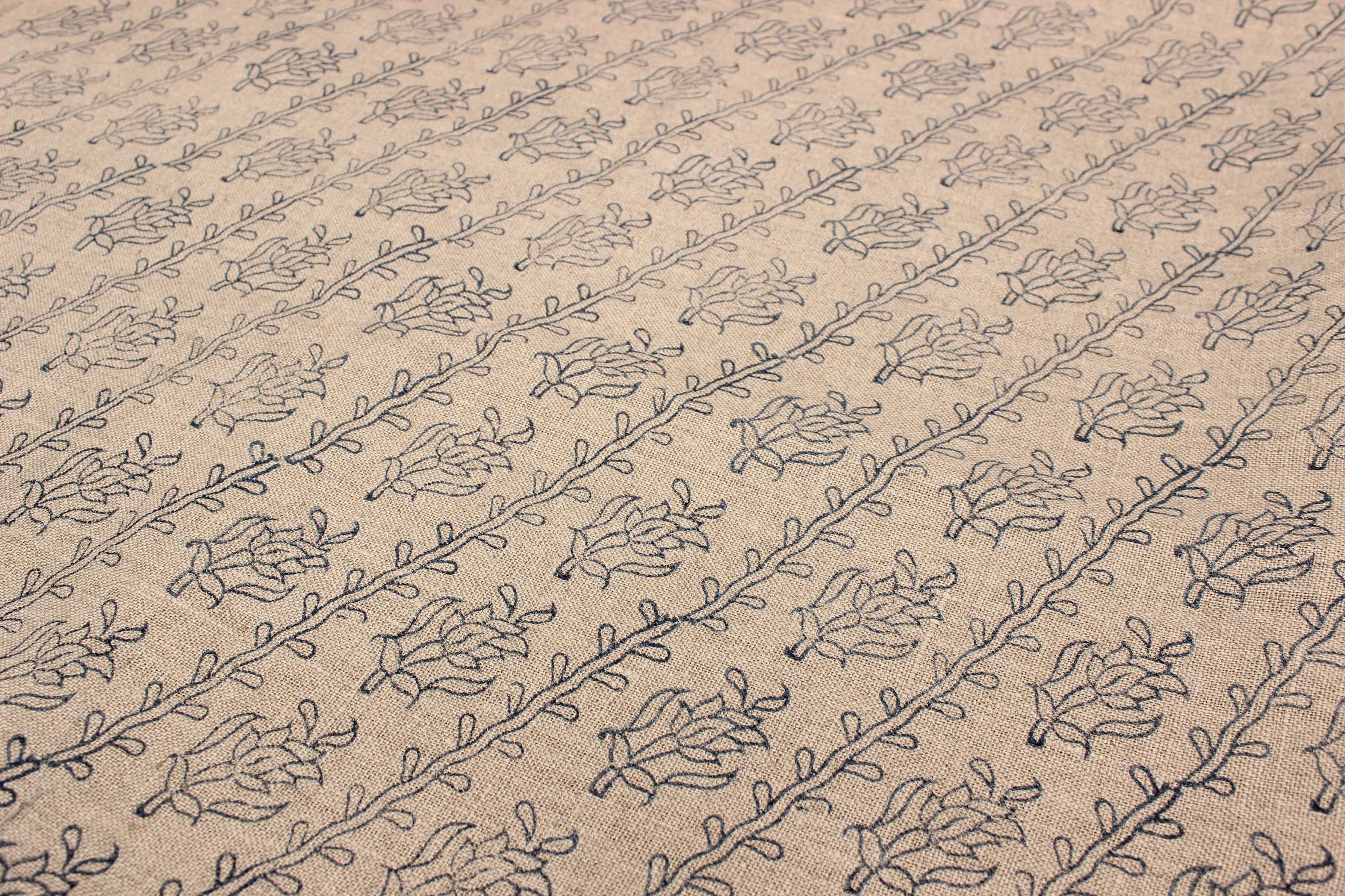 Block Print Linen Fabric, Kyari Grey Hand Made Block Print Fabric, Handblock Linen Printed Fabric By The Yard  Uses  Curtains And Pillow Covers, Upholstery