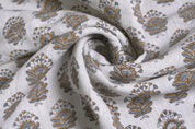 Bheeshma  Floral Heavy Linen Fabric Designer Indian Hand Block Print Heavy Fabric Pillowcases Linen Upholstery Block Printing