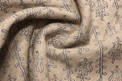 Block Print Linen Fabric, Kyari Grey Hand Made Block Print Fabric, Handblock Linen Printed Fabric By The Yard  Uses  Curtains And Pillow Covers, Upholstery