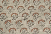Juju Flower  Luxury Linen Fabric  Block Print Pillow Fabric, Linen Pillowcases, Hand Block Print, Indian Fabric, Fabric From India