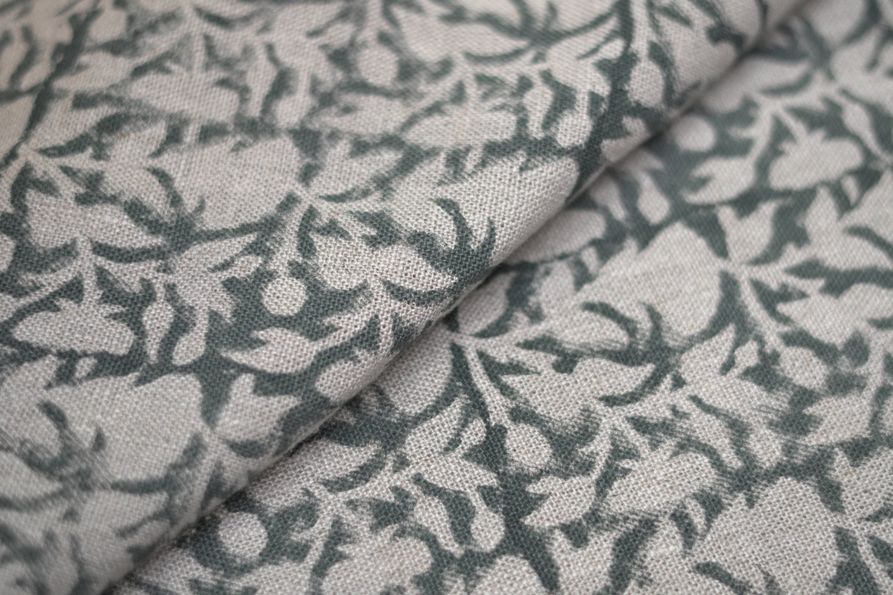 Block Print Linen Fabric, Midnight Gudhal  Vintage Floral By The Yard Fabric, Block Print Fabric, Fabric With Flowers, Fabric And Textiles