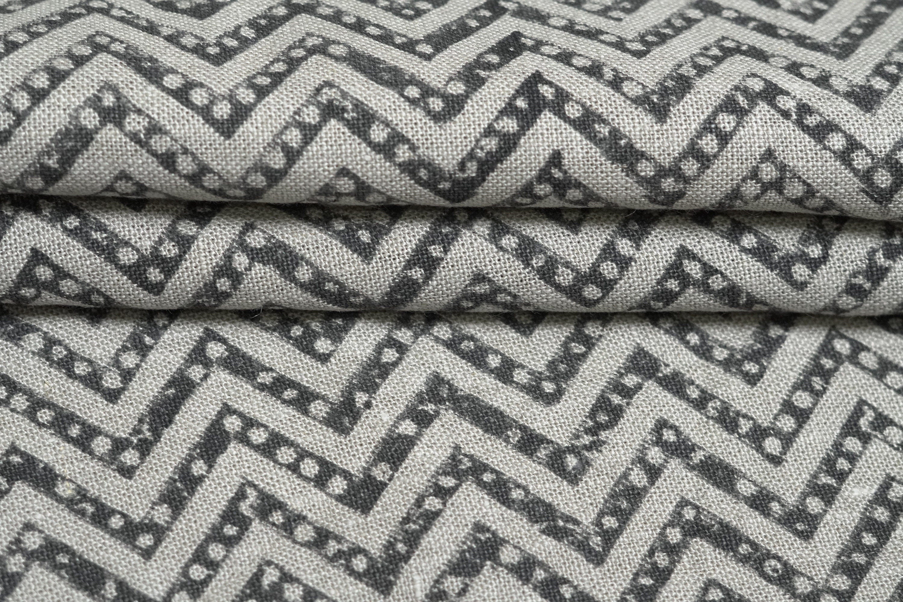 Block Print Linen Fabric, Tridisha  Linen Block Print Pillow Case Fabric  Indian Linen Fabric, Hand Block Fabric India  Block Print Cushion Covers Charcoal Black