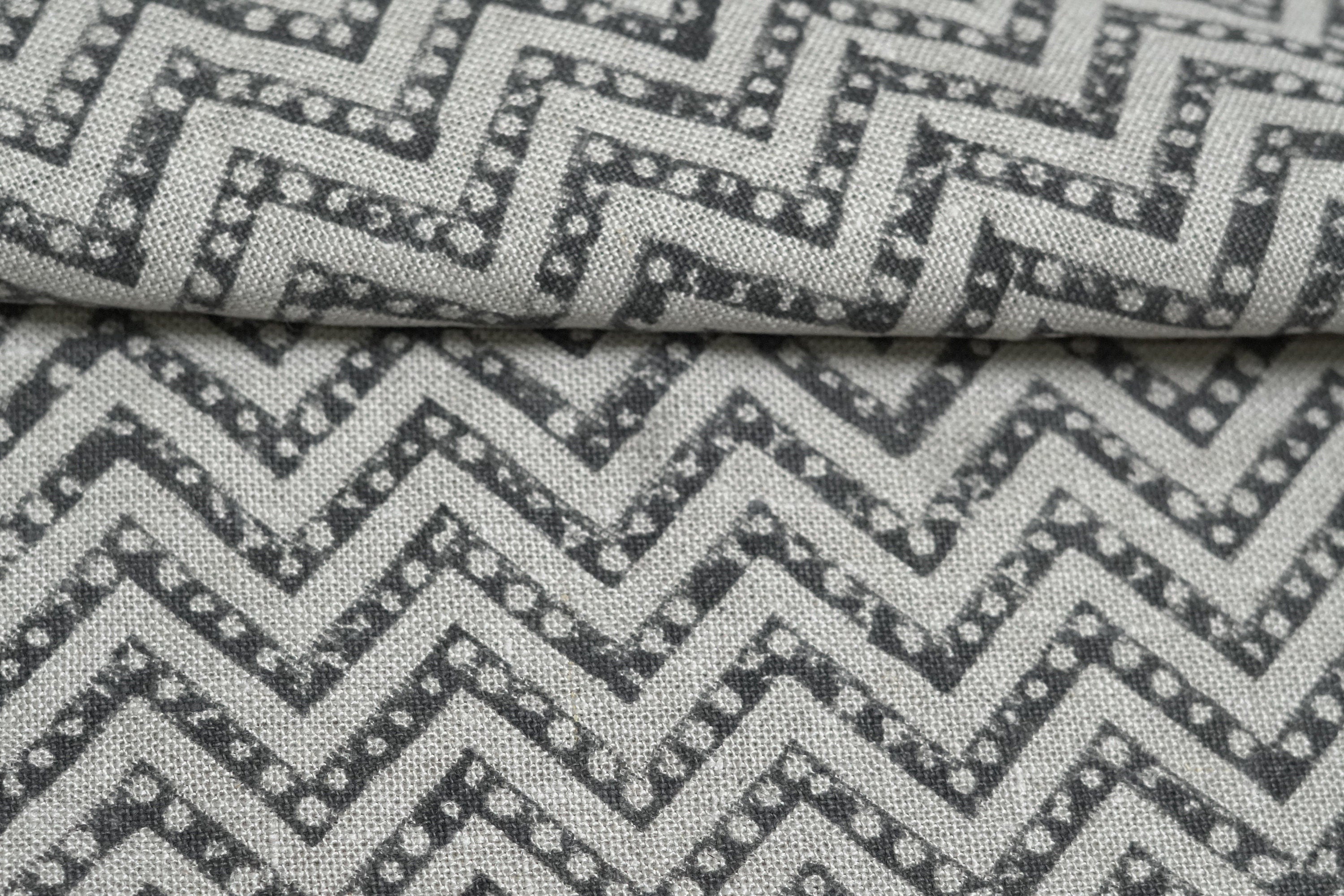 Block Print Linen Fabric, Tridisha  Linen Block Print Pillow Case Fabric  Indian Linen Fabric, Hand Block Fabric India  Block Print Cushion Covers Charcoal Black