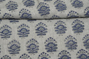 Bheeshma  Linen Indian Block Print Fabric, By The Yard Length58"Wide, Pillow Cover Cases, Heavy Linen Upholstery