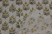 Alia Mustard   Mustard Fabric, Floral Hand Block Print Linen Fabric, Fabric For Cushion, Fabric For Pillow, Upholstery Fabric, Home Decor