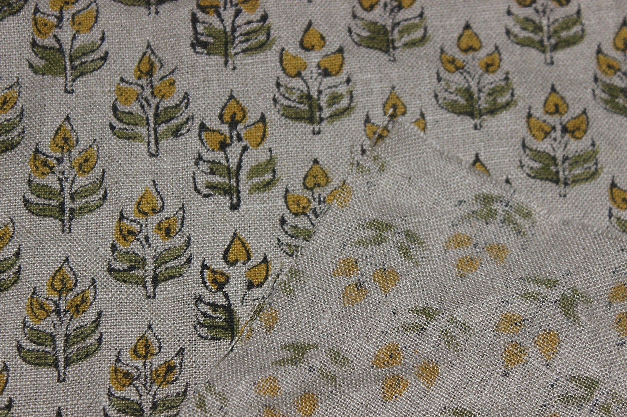 Alia Mustard   Mustard Fabric, Floral Hand Block Print Linen Fabric, Fabric For Cushion, Fabric For Pillow, Upholstery Fabric, Home Decor