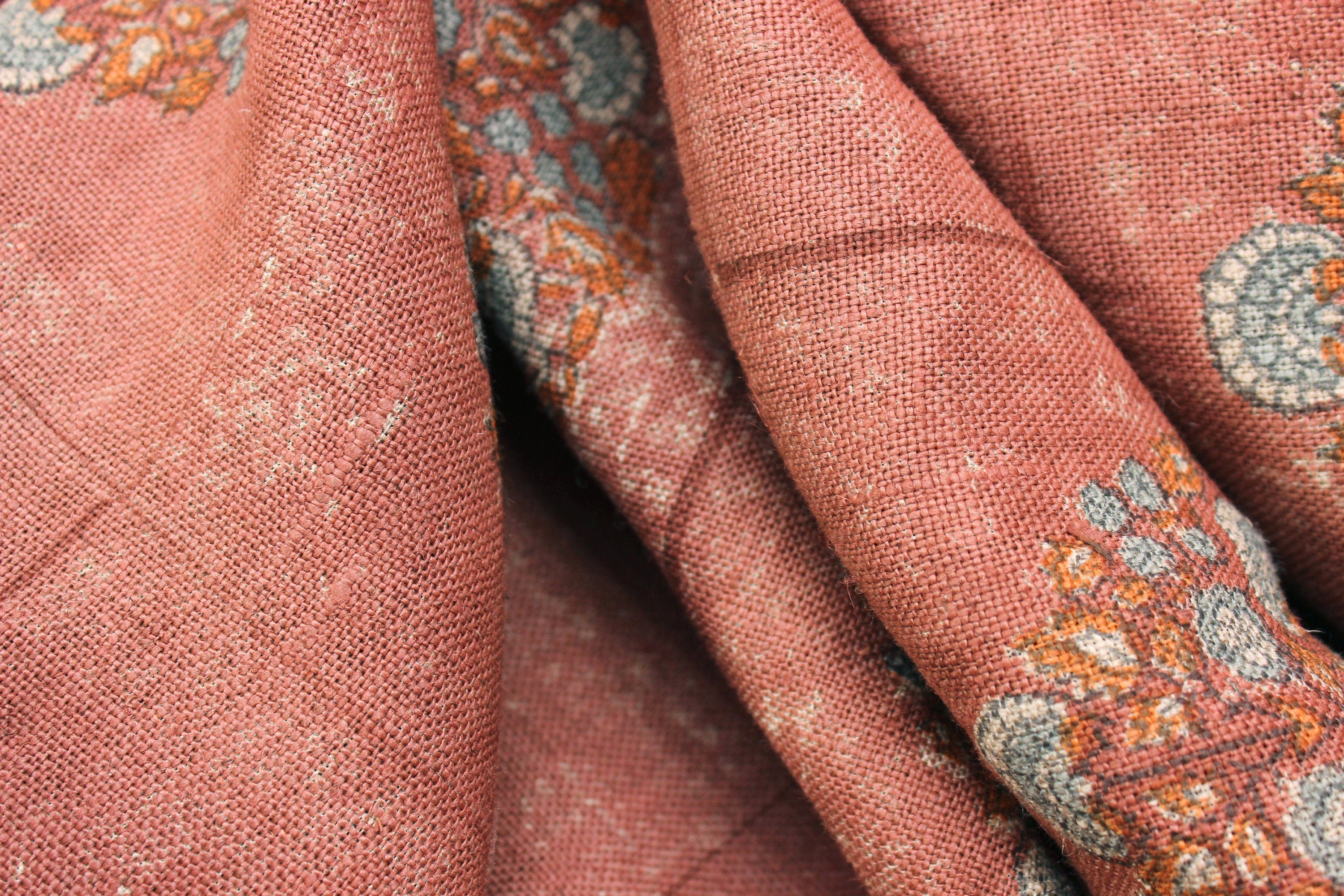 Guldasta  By The Yard Block Print Fabric For Pillow Covers, Printed Upholstery Linen Fabric, Indian Fabric, Farmhouse Decor Fabric