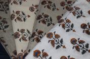 Botanicalblock Print Handloom Linen Fabric Heavy Linen Fabric Block Print Upholstery Fabric, Pillow Cover Fabric, Curtain Linen By The Yard