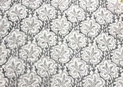 Block Print Linen Fabric, Pushp Samhita   Pillow Cover Fabric Linen, Hand Block Printed, Gray Papaya Leaf Print, Linen Upholstery Fabric, Designer Fabric