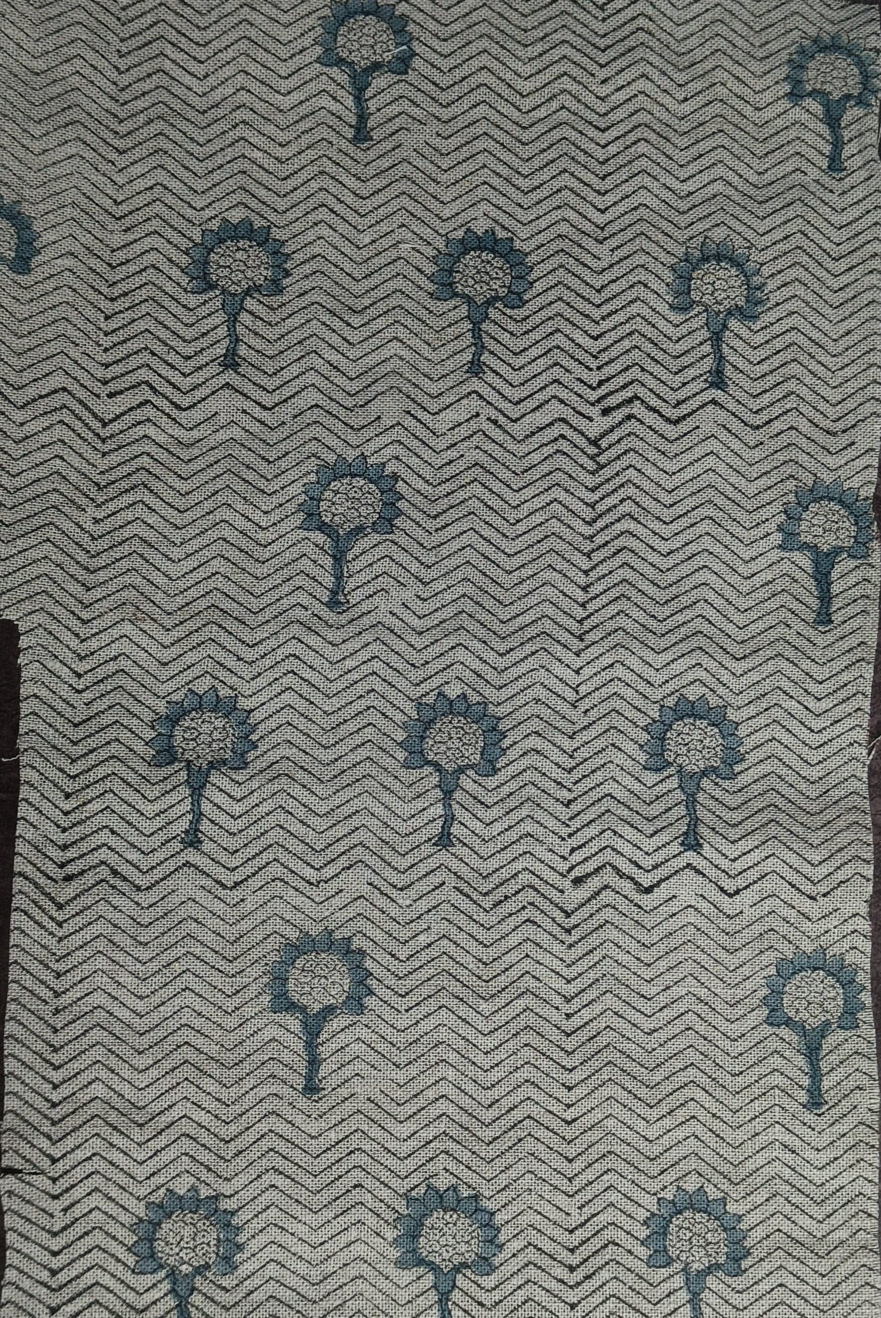 Garden Fairy  100% Organic Linen Block Print Fabric  Indian Designer Handmade Fabrics  Heavy Linen Pillow Cover And Upholstery Fabric