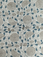 Block Print Linen Fabric, Karwachauth Skyblue  Heavy Weight Natural Linen Block Print Fabrics  Decors Fabric By The Yard  Floral Pillow Fabric & Interior Pillow