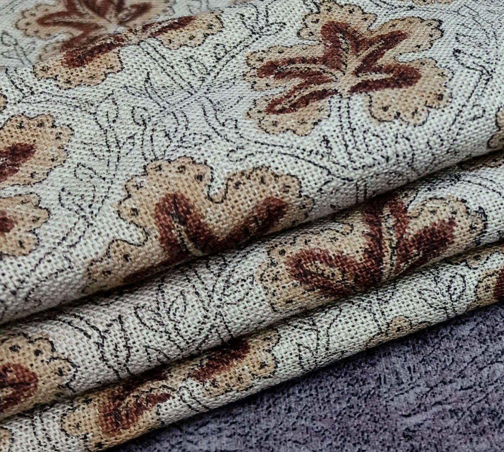 Block Print Linen Fabric, Pushp Samita  Spring Flower Block Print Linen Fabric  Heavy Weight Linen By The Yard  Fabric For Pillows & Cushion Cover