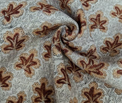 Block Print Linen Fabric, Pushp Samita  Spring Flower Block Print Linen Fabric  Heavy Weight Linen By The Yard  Fabric For Pillows & Cushion Cover