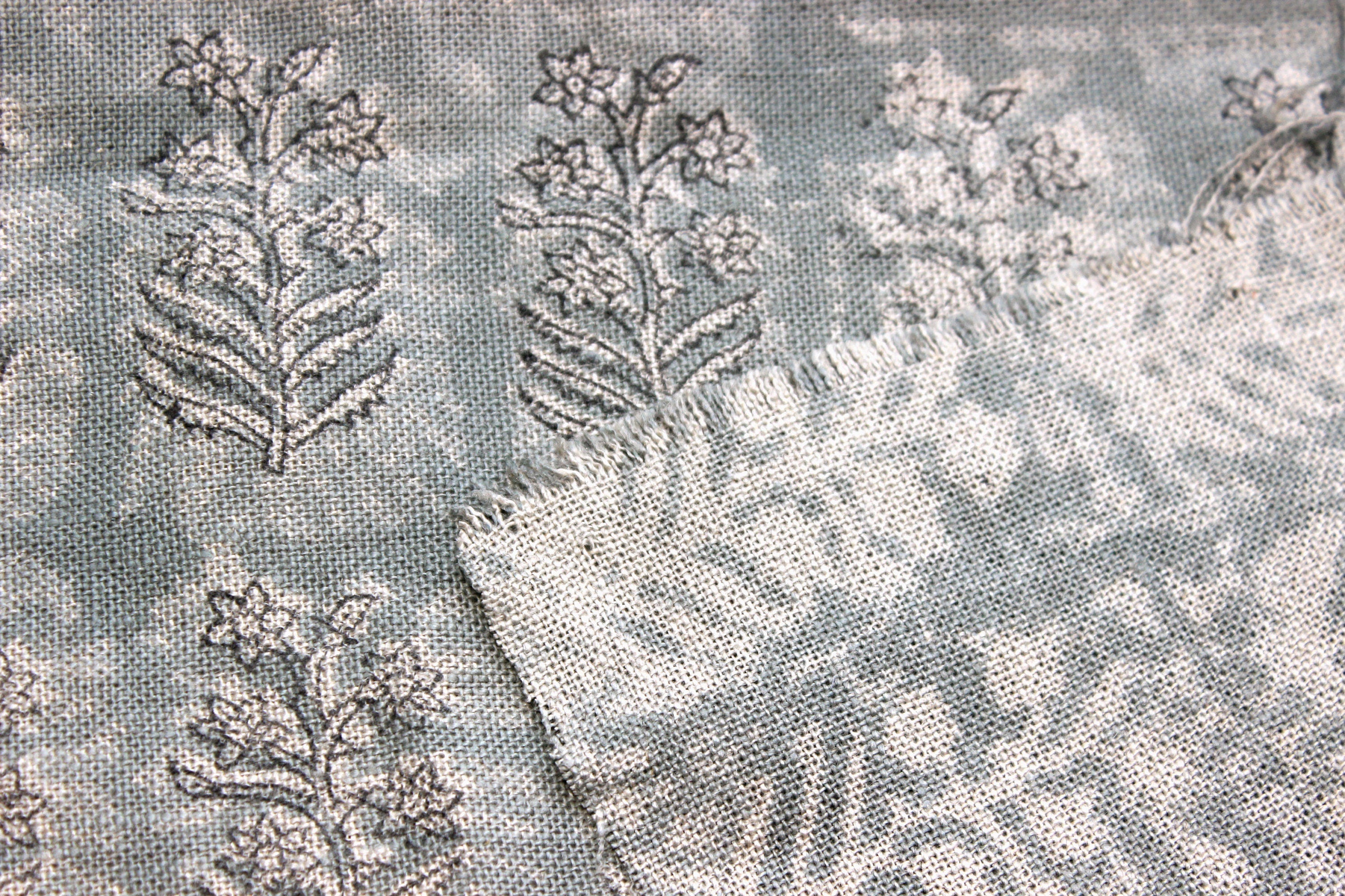 Inderdhanush  Heavy Linen Block Print Fabric Indian Hand Made Art Home Decor