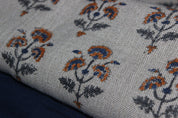 Botanicalblock Print Handloom Linen Fabric Heavy Linen Fabric Block Print Upholstery Fabric, Pillow Cover Fabric, Curtain Linen By The Yard